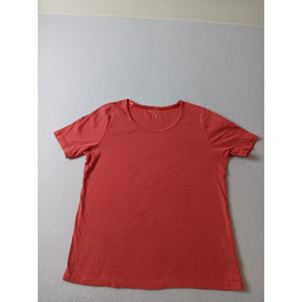 White Stag Womens Coral Orange Cotton Short Sleeve Crew Neck T-Shirt Size M 8-10